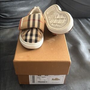 Burberry Kids Plaid Sneakers - Beige and Black